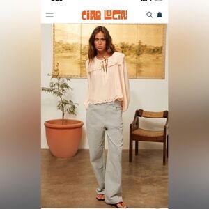 Ciao Lucia Eloise twill pant stripe soft elegant summer trousers size 6 nwt